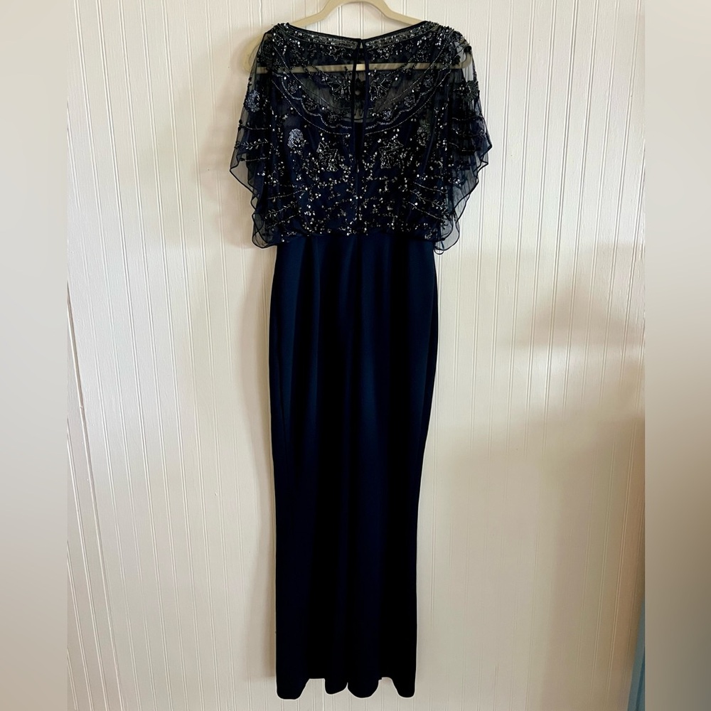 Aidan Mattox flutter sleeve beaded gown. - Picture 2 of 6